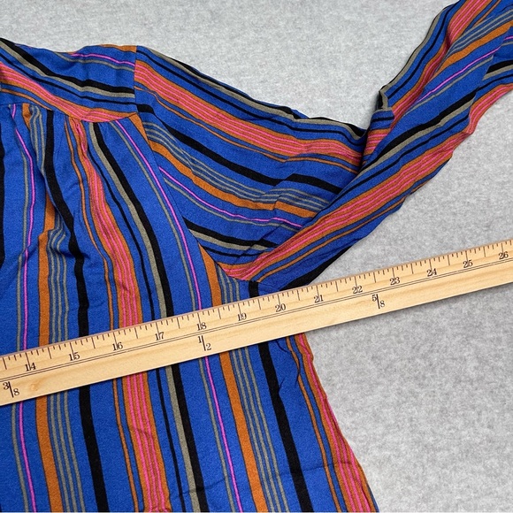 Allison Joy Shirt Womens Small Blue Cotton Striped Tunic Blouse Long Sleeve - Picture 8 of 12